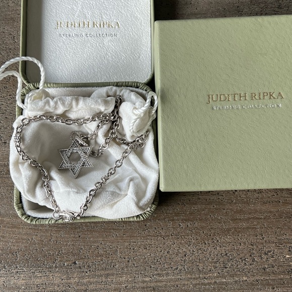 Judith Ripka Jewish Star Sterling Silver Necklace Pendant - Picture 5 of 13